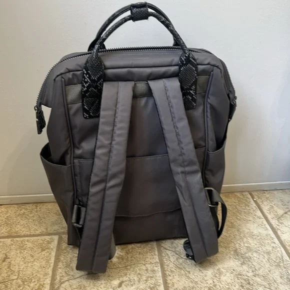 Baggallini Soho Backpack, Smoke and Faux Python Trim - Picture 4 of 10